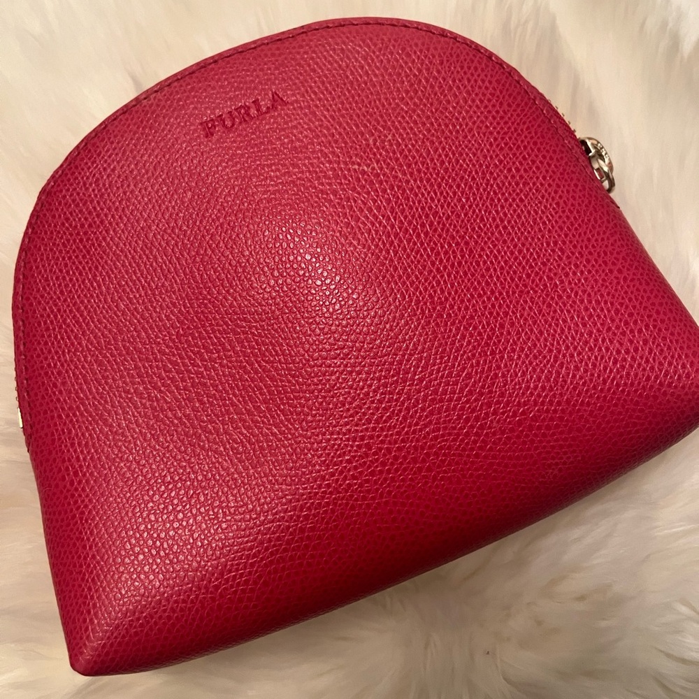 Furla Red Leather Cosmetic Bag